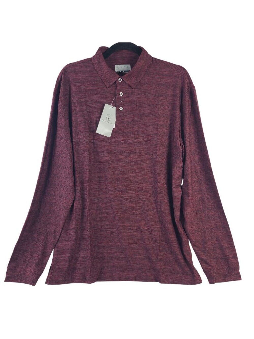 NEW PGA Tour Men's Long Sleeve Polo Shirt Zinfandel Heather Size M